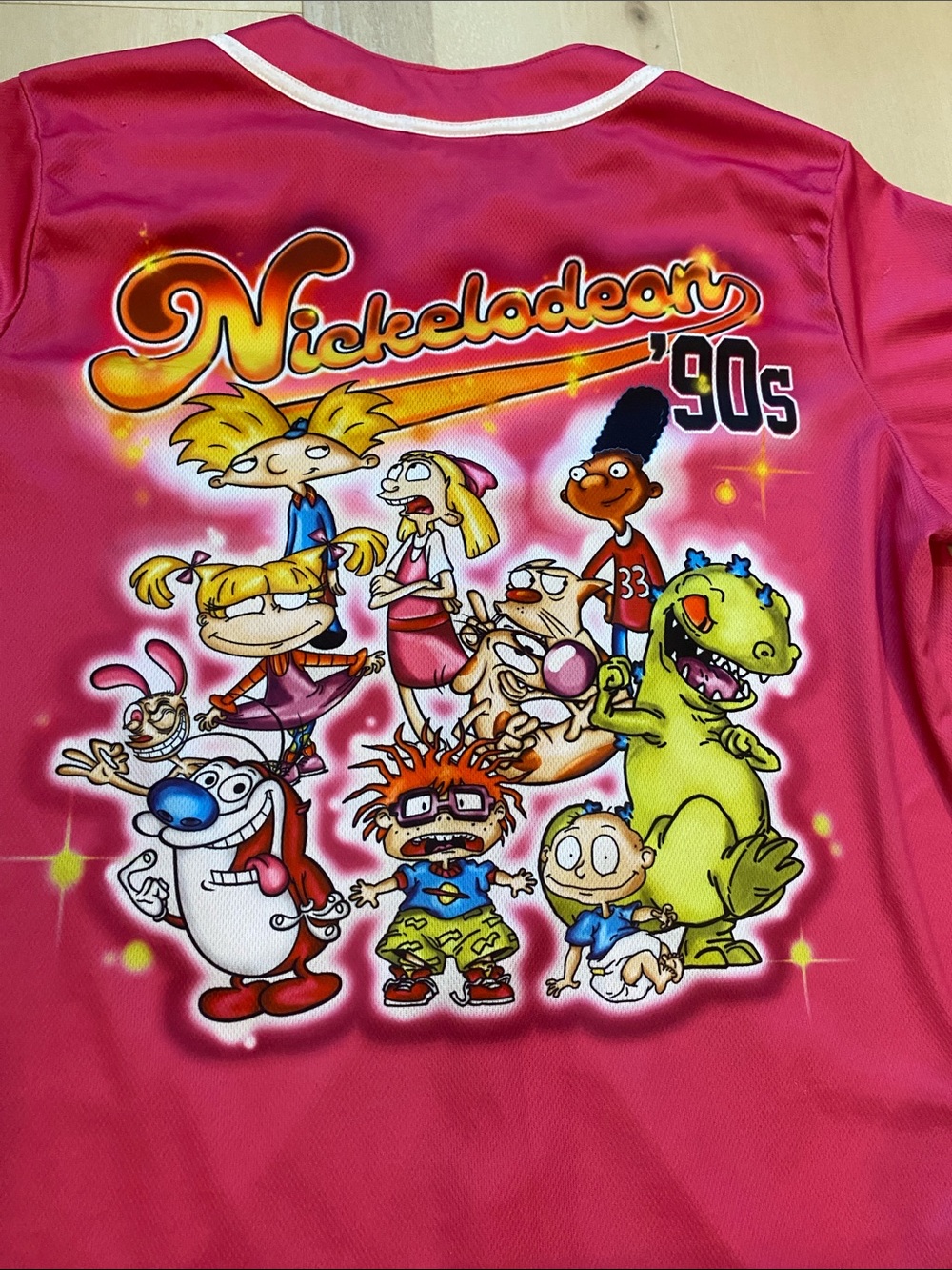 Nickelodeon ✨ Women’s 90s Logo Baseball Jersey - Hot Pink size XL